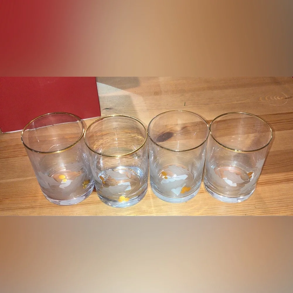 NWT and Box Never Used Lenox Holiday Gold Double Whisky Glasses Set of 4 12oz